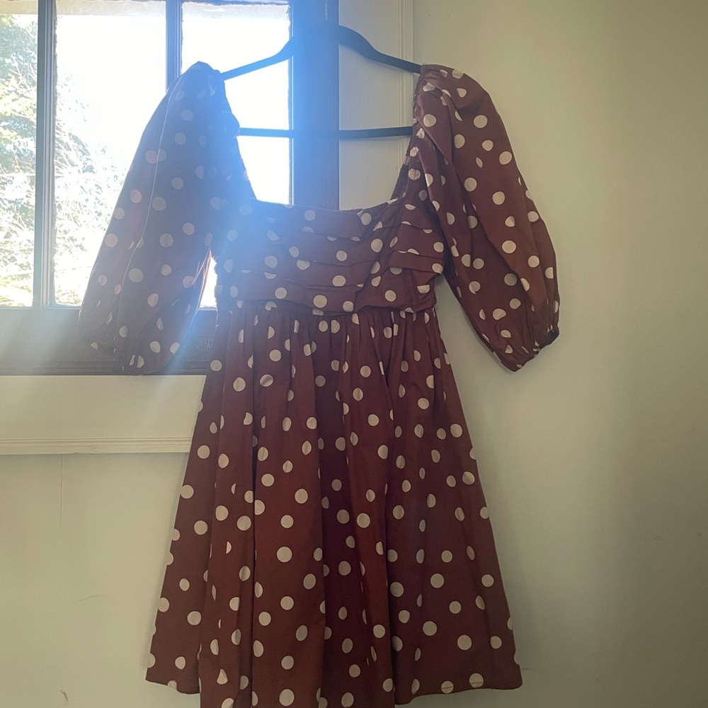 Abercrombie & Fitch Brown Dress with White Dots
